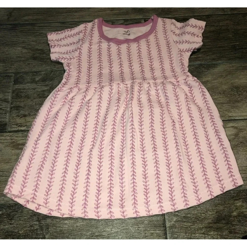 Touched by Nature girls Sz 4T 4 Toddler Pink Organic Cotton Dress Short Sleeve
